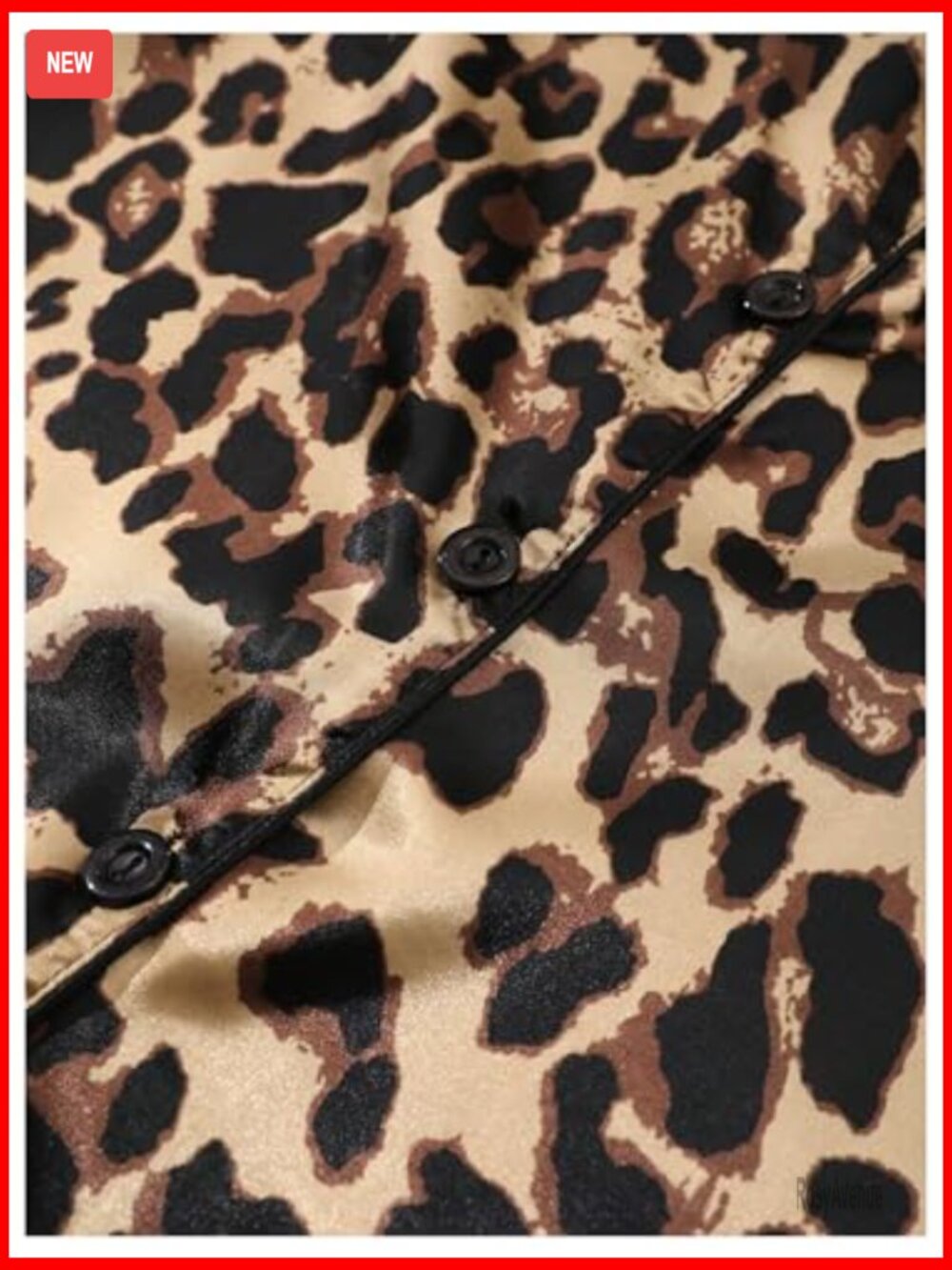2 Piece Satin Pajama Set Leopard Short Sleeve Button Down Pj Shorts Set - Picture 4 of 5